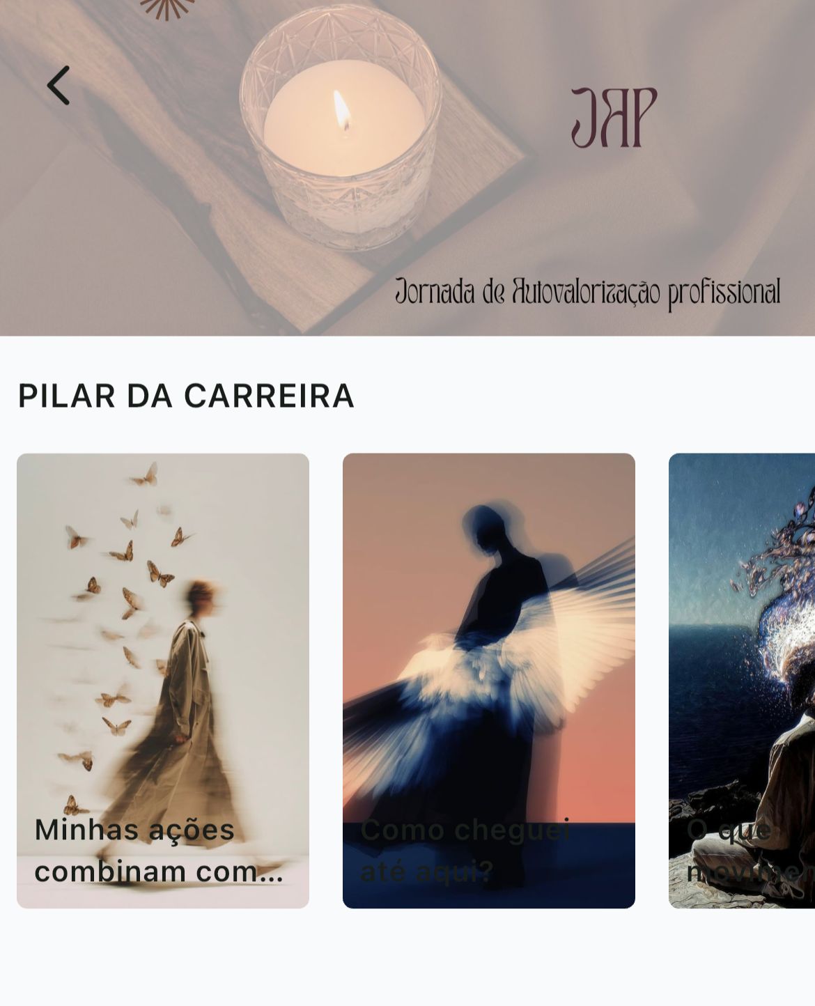 Print da estrutura de aulas do Pilar da Carreira