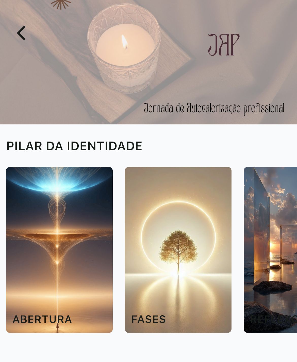 Print da estrutura de aulas do Pilar da Identidade